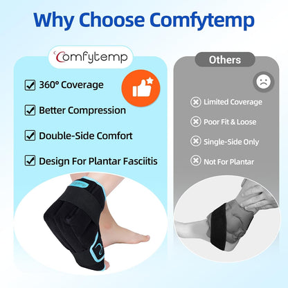 Comfytemp Ankle Ice Pack Wrap Brace for Swelling, Foot Pain Relief, 2 Gel Packs for Injuries Reusable, Hot Cold Compress Therapy for Plantar Fasciitis Relief, Heel Spur, Achilles Tendonitis, Swelling