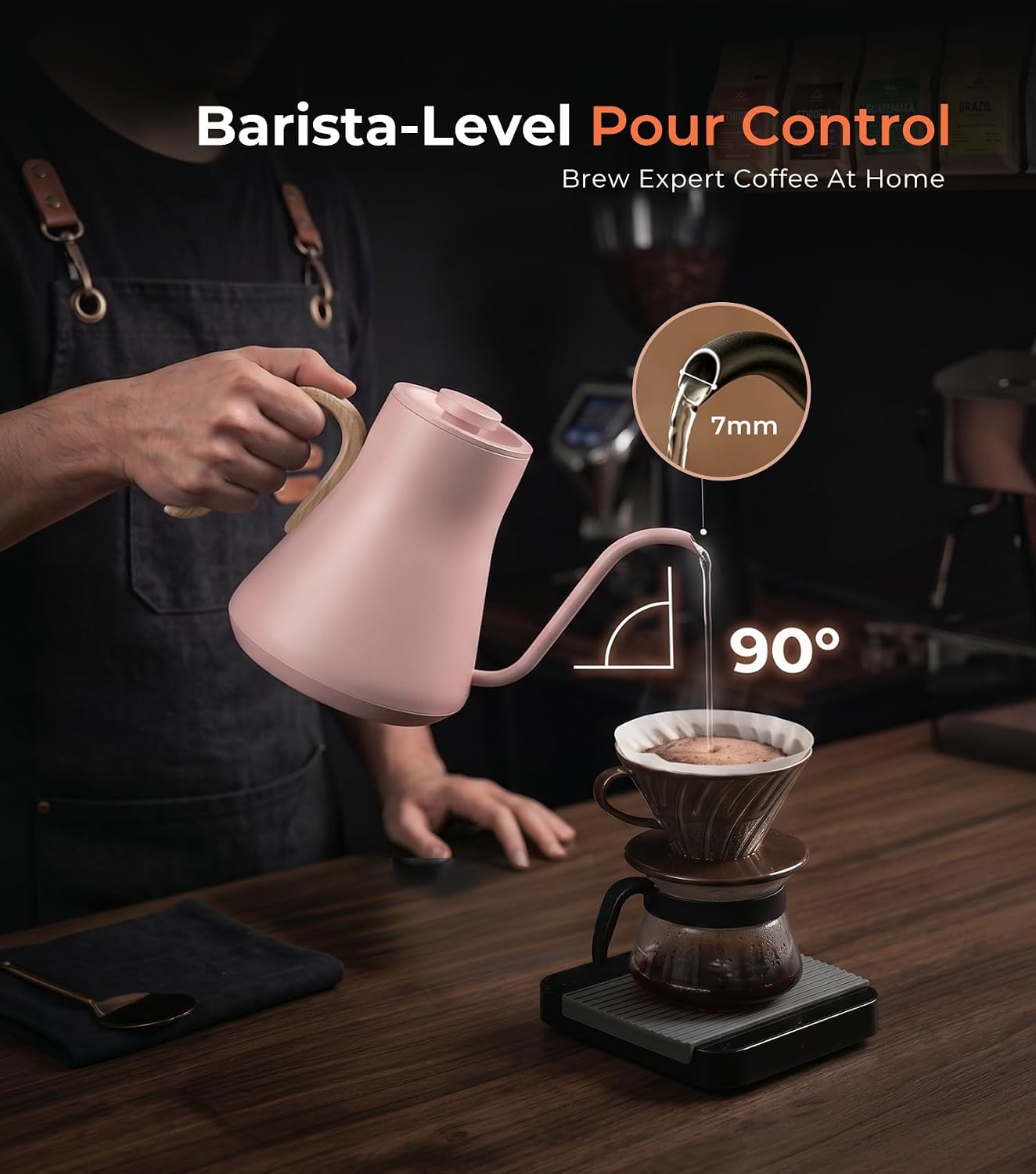 Epeios Electric Kettle, Gooseneck Electric Kettle with ±1°F Temperature Control, 1200W Rapid Heating for Pour Over Coffee & Tea, 304 Stainless Steel Interior, Auto Shut-Off, 0.9L, Black