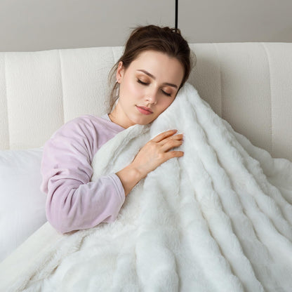 Heated Blanket Electric Throw- 50"x60" Soft Thick Bubble Electric Blanket for Sofa with 5 Heat Levels & 4 Hours Auto-Off Overheat Protection, Warm Cozy Gifts, Light Grey