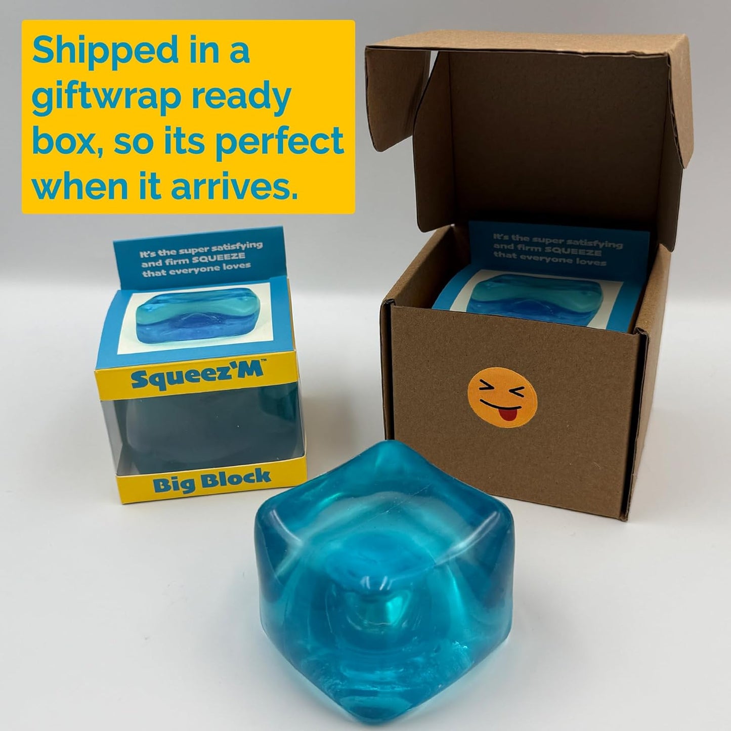 Premium Original Big Block Squeez'M Cube – 35% Larger Than The Standard Squishy Cube, Sensory Fidget Toy for Kids & Adults, Stress Relief, Focus & Play – Durable, Gift-Ready – ASTM Certified 3+