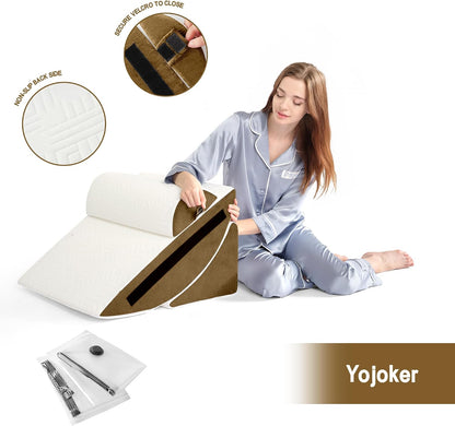 Yojoker 6pcs Orthopedic Bed Wedge Pillow Set for Sleeping, Post Surgery Foam for Body, Back and Leg Pain Relief Comfortable & Adjustable Support Pillows-Anti Snoring, Heartburn