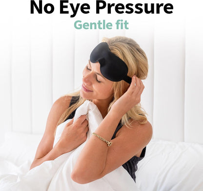 Nidra Contoured Sleep Mask for Side Sleepers – Zero Pressure Fit, Light Blocking Eye Shade for Sleeping & Travel – Black, Standard Size