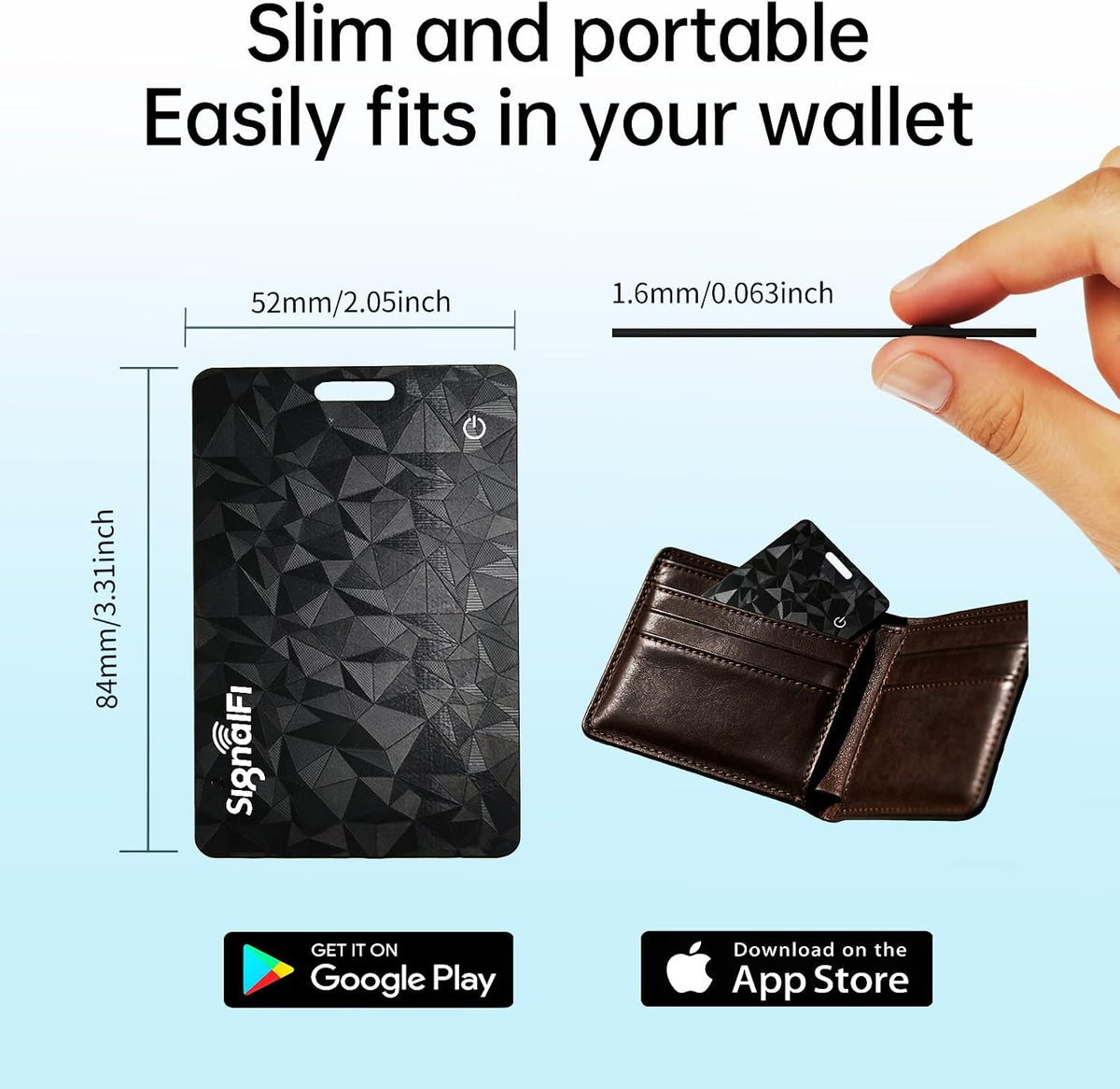 Wallet Tracker Card for iOS & Android,Ultra-Thin IP68 Waterproof
