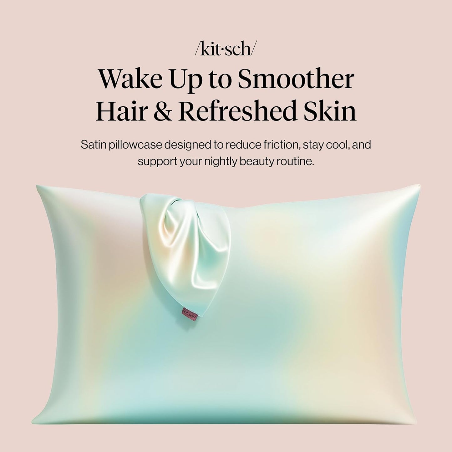 Kitsch Satin Pillowcase with Zipper for Hair & Skin - Softer Than Silk Pillow Cases, Smooth Cooling Satin Pillow Case, Wrinkle-Free, Machine Washable - Pillow Cases Standard Size (19x26) - Blush