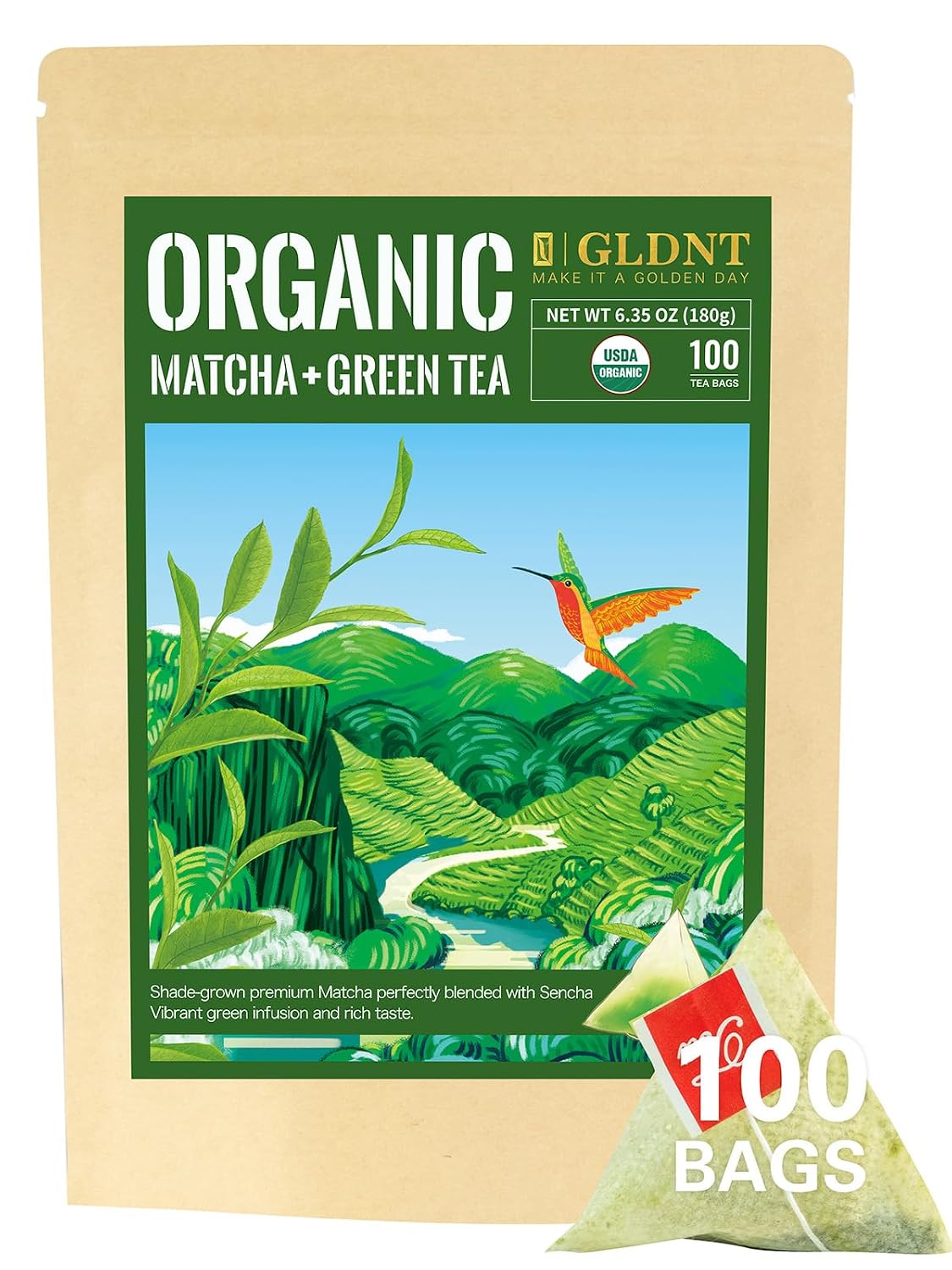 GLDNT Organic Milk Thistle Tea, Natural Organic Milk Thistle Seed Herbal Tea, Mild & Mellow Taste, Caffeine Free, 100 Count