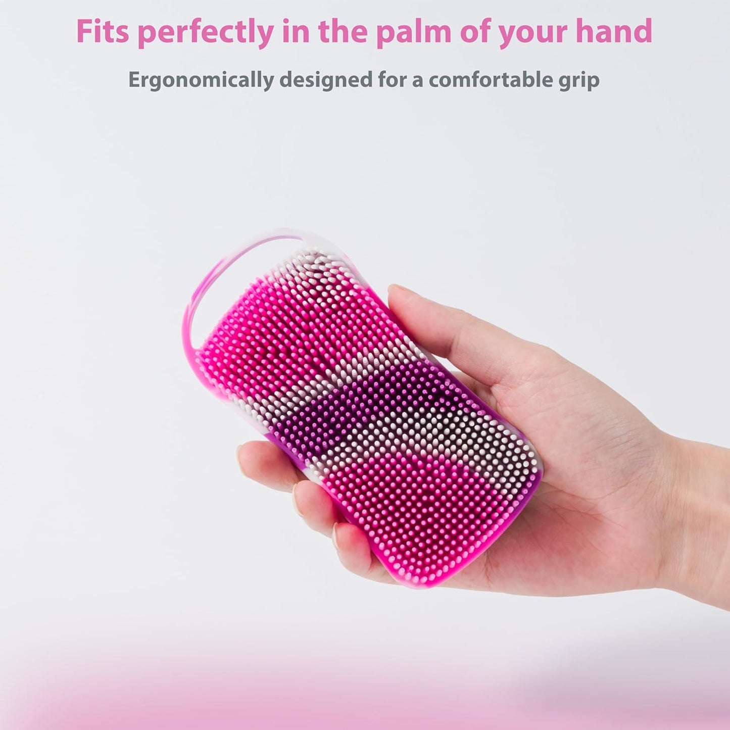 MtBoi 2 PC Silicone Body Scrubber, 2 in 1 Exfoliating Shower Bath Scrubber, Soft Silicone Loofah for Sensitive Skin, Shower Hair Scalp Massager, Easy to Clean, Lather Well (Grey&Black)