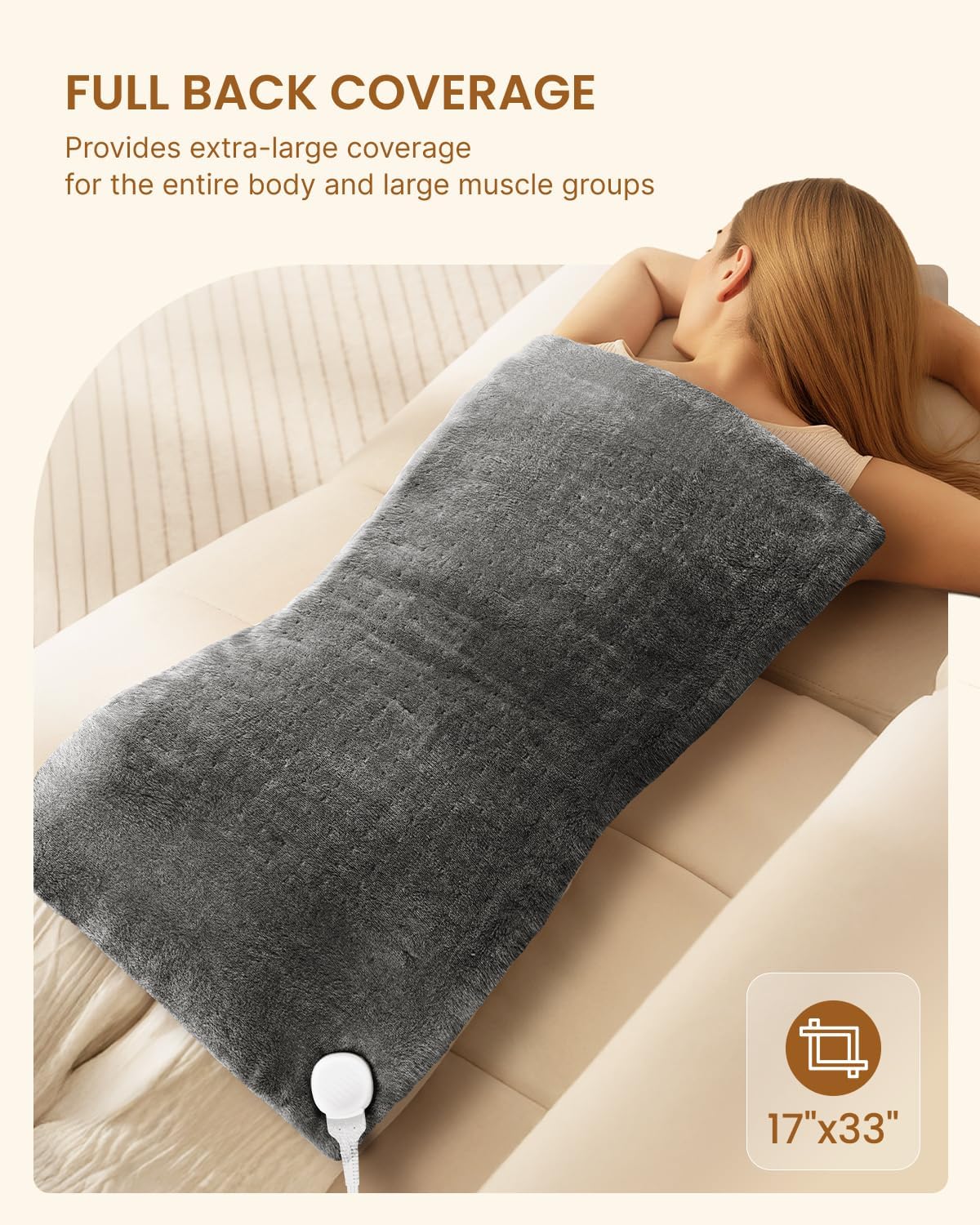 RENPHO Electric Heating Pad for Back with 10 Heat Levels