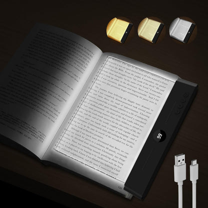 easuntec Book Light, Rechargeable Reading Light with Eye Protection - 3 Color Temps Timer Dimmable, Book Lights for Reading at Night, Flat Book Lights Gifts for Book Lovers Students Readers (Black)