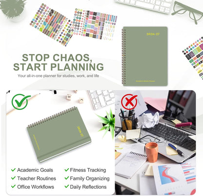 Planner 2026-2027, Weekly and Monthly Calendar Planner, JUL 2026 - JUN 2027 | Academic Year, Daily Agenda Book, A5(6.3'' x 8.5''), Sprial Bound, Inner Pocket, Office School Use