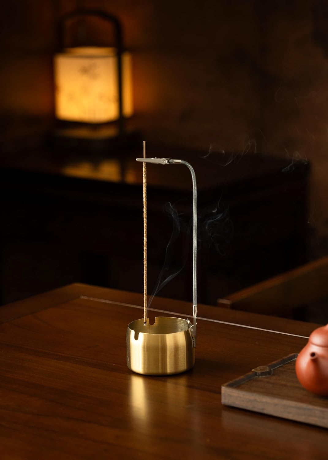 Modern Incense Holder with Flexible Metal Stand, Silver Ash Collector Base, Minimalist Design for Home Meditation and Aromatherapy. (Black + Clip)