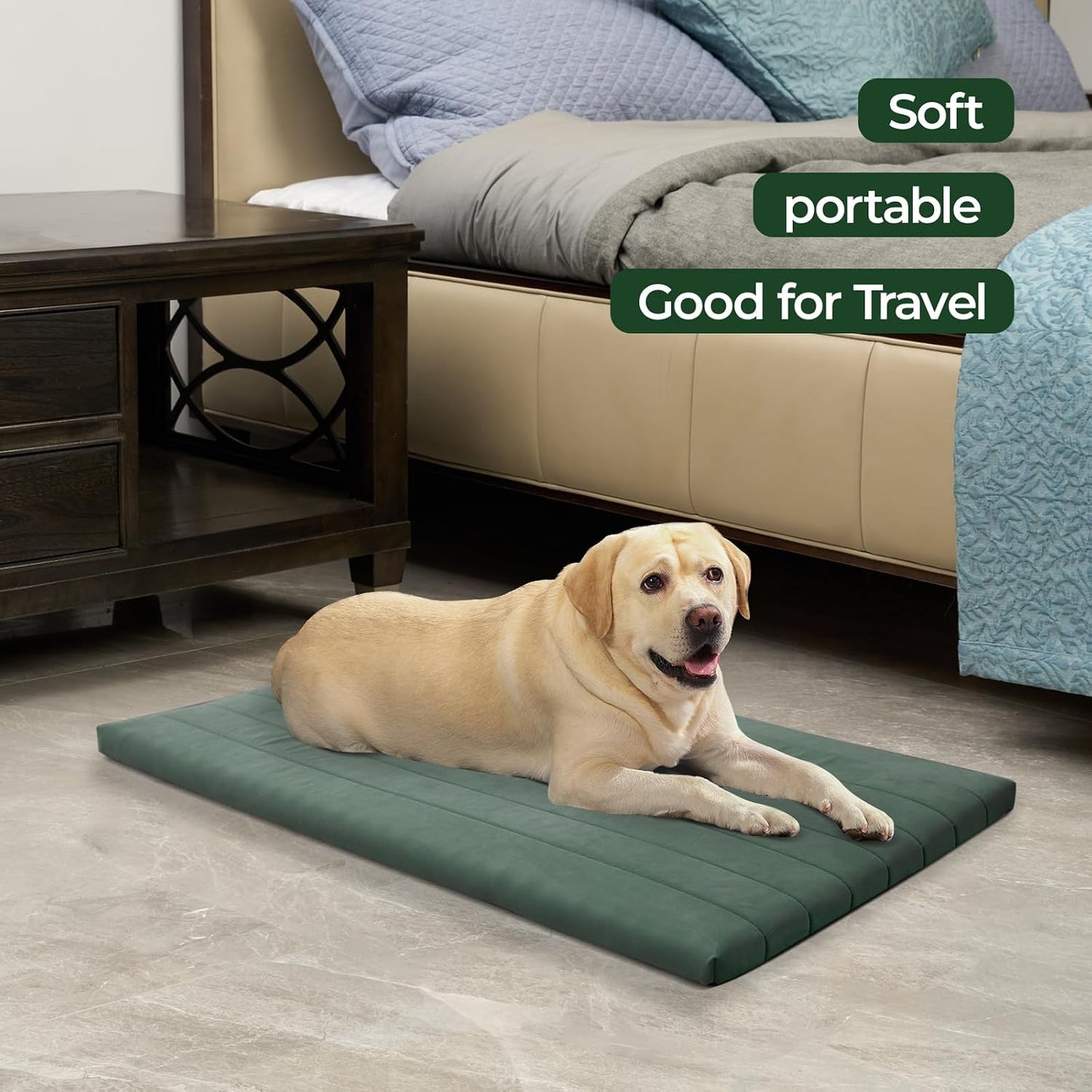 BALANCE Dog Crate Bed, Orthopedic Dog Bed Pad with Waterproof Liner, Washable Crate Foam Pet Mat for Large, Medium, Puppy Dogs Breeds, Mint Leaf, 36“x23”x1.6“