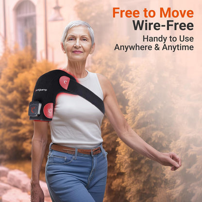 Comfytemp Cordless Red Light Therapy for Shoulder, 94 LEDs Wearable Near Infrared Light Wrap, 3D Portable Flexible Wrap with Timer, 660nm & 850nm, Gifts for Women Mom Men Dad (No Massage,One Size)