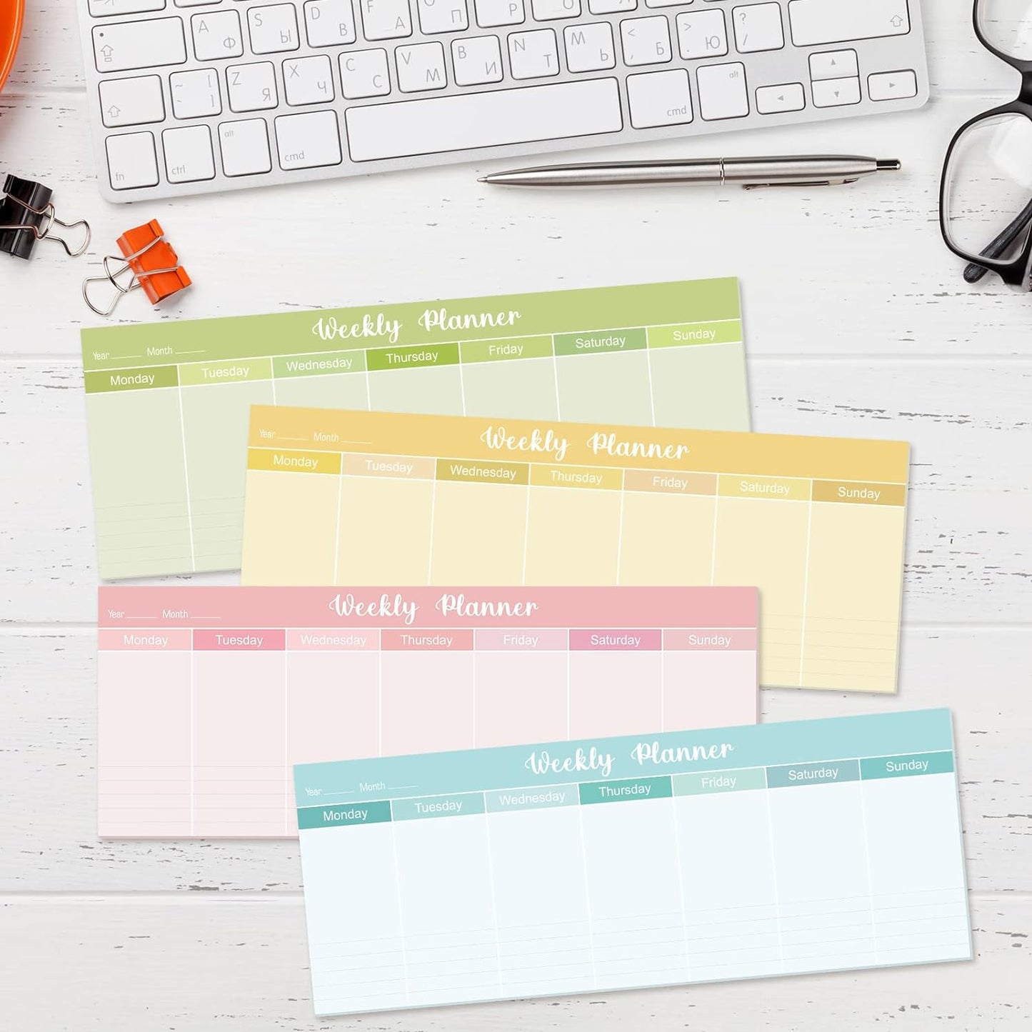 Geyee 120 Sheets Weekly Planner Notepad Tear off Weekly Calendar Pad to Do List Sticky Notepad Desk Schedule Planner for Student Habit Tracker Reminder Office School