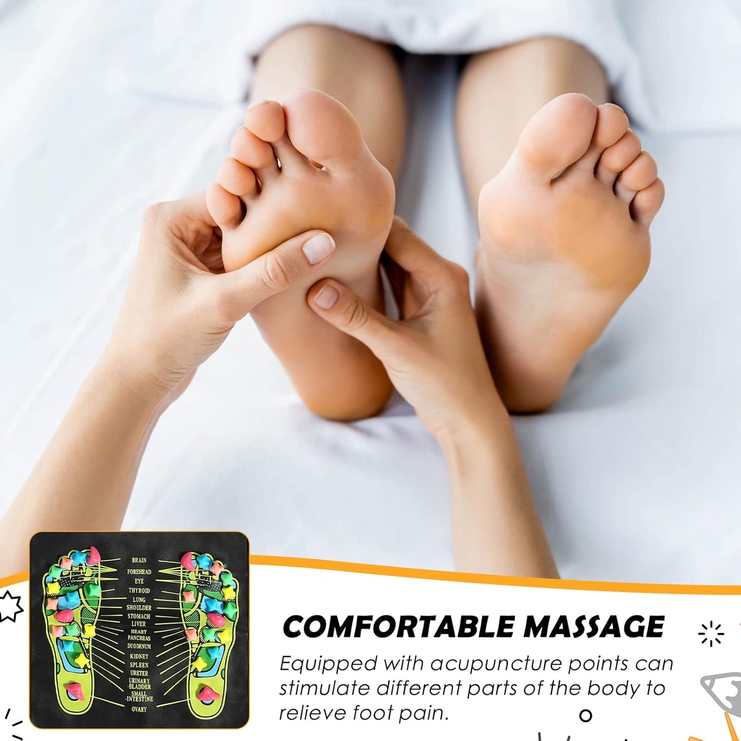 BBTO Foot Massage Mat Reflexology Walk Stone Road for Acupressure Foot Massage Acupoint Mat for Long Sitting Elderly Students and Office Workers(55.12 x 13.78 Inches)