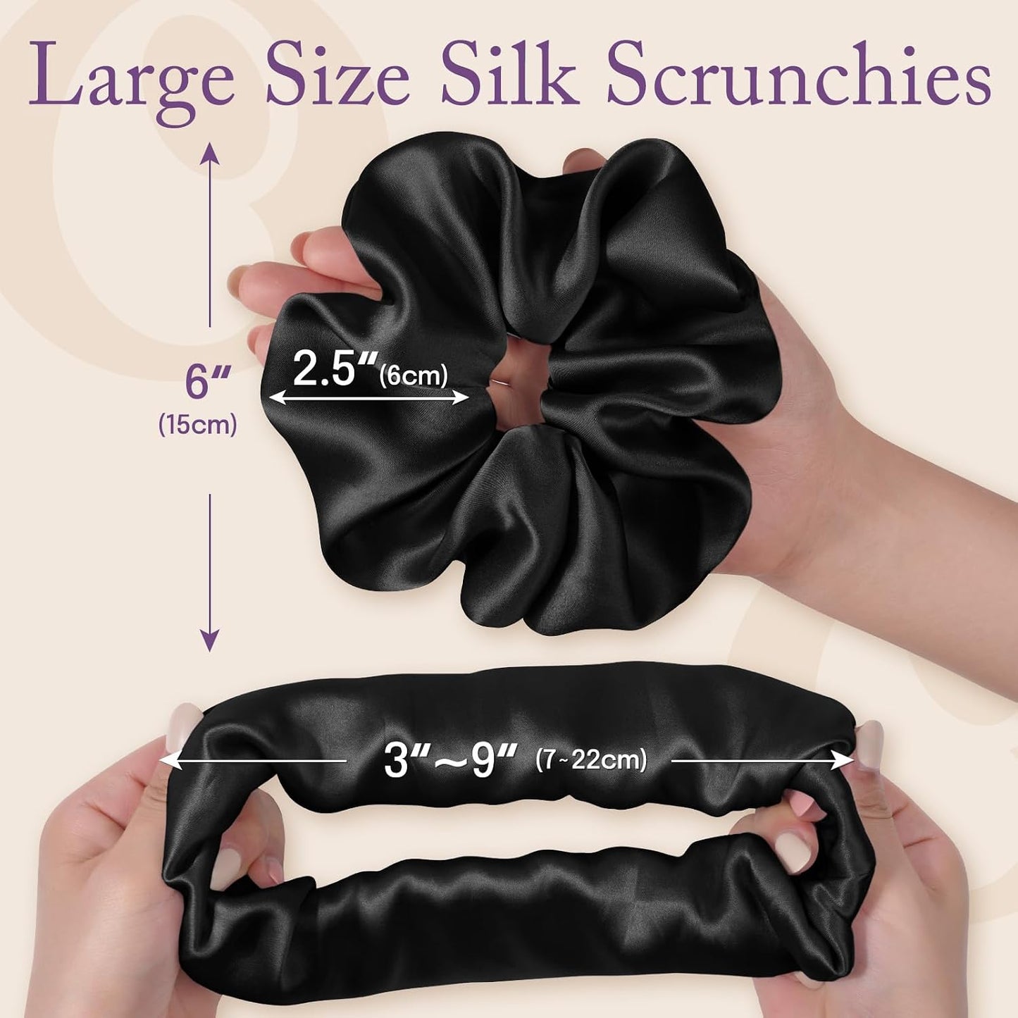 OLESILK Silk Scrunchies Oversized 100% Mulberry: Large for Women& Girls Long Thick Hair, Soft Smooth for No Damage Hair Care Sleeping