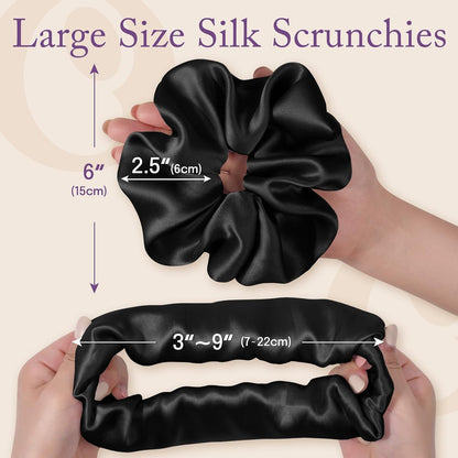 OLESILK Silk Scrunchies Oversized 100% Mulberry: Large for Women& Girls Long Thick Hair, Soft Smooth for No Damage Hair Care Sleeping