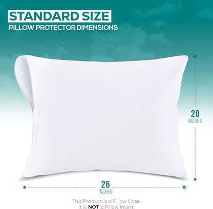 Set of 4 Pillow Protectors with Zipper Standard Size, Bed Bug and Dust Mite Proof Pillow Covers, Ultra Soft Pillow Encasements, Moisture Wicking and Waterproof Pillow Cases by Utopia Bedding (White)