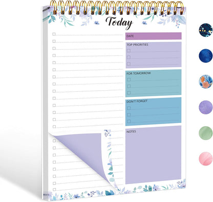 To Do List Notepad - Daily Planner Notepad 104 Pages Task Planner, 6.7" x 9.8" Double Sided Spiral Notebook with Checklist Productivity Planning Pad for Work Office Home-Pink