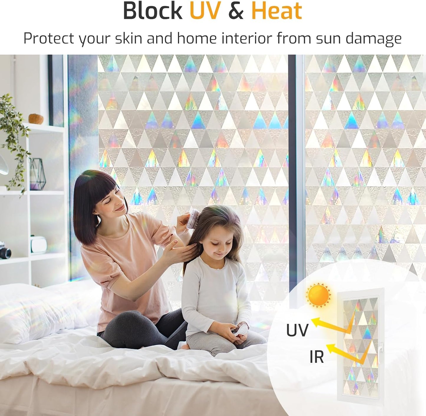 LUTE Blackout Window Film Removable Window Tint for Home Privacy Black 17.5" x 78.7", Static Cling for Inside Dark Sunlight Blockers Darkening Light Blocking for Bedroom Home Theater Garage