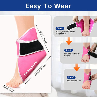 Ankle Ice Pack Wrap for Heel Swelling Pain Relief Reusable Gel Hot Cold Compress for Achilles Tendonitis Plantar Fasciitis, Post-Surgery, Sports Injury(1pcs,Blue)