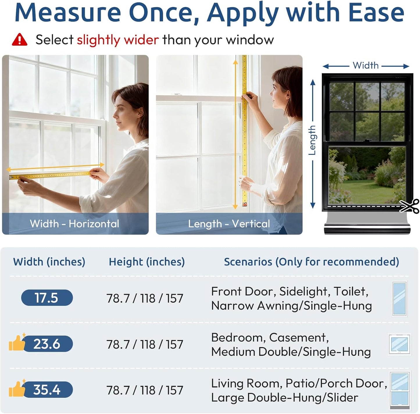 rabbitgoo Window Tint for Home with Tools, Black Silver, 17.5" x 78.7" | One Way Privacy Window Film UV Blocking Heat Control Static Cling No Glue Daytime Privacy See Out Not in