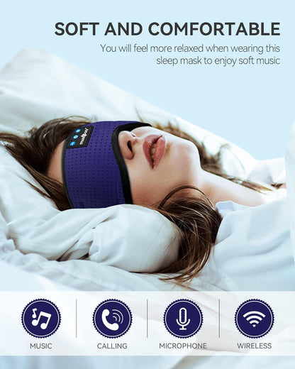MUSICOZY Sleep Headphones Bluetooth 5.4 Headband Sleeping Eye Mask for Mom Women Men Wireless Music Earbuds Earphones for Side Sleepers Built-in HD Speakers Cool Gadgets Unique Gifts