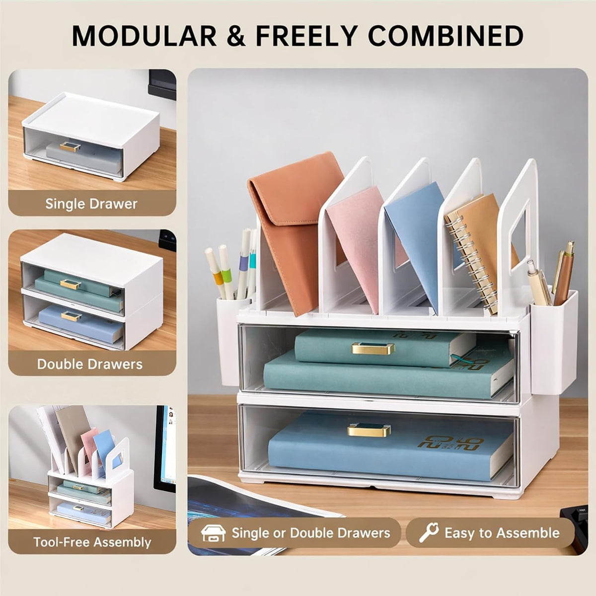 CiWiVOKi Vertical File Holder, PET Desk Organizer, Black