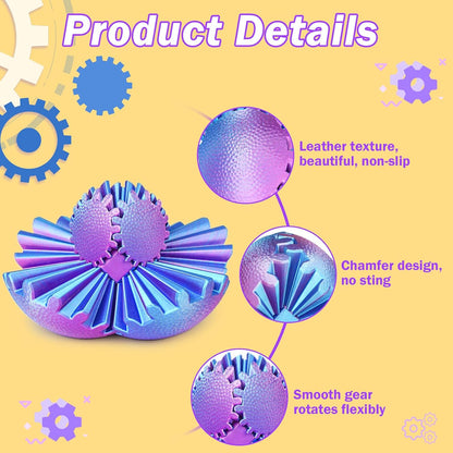Gear Ball Fidget Toys Steampunk Gear Sphere Stress Relief for Kids Adults 3D Printed Unique Funny Birthday Gift for Christmas White Elephant Stocking Stuffer Easter (Ombre Purple, Dia. 2.5" )