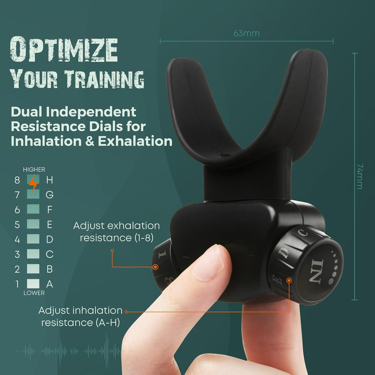 Breathing Trainer | Premium Silicone Trainer | Boost Breathing Patterns | Adjustable Resistance Levels | Compact, Portable, and Easy to Maintain (Black)