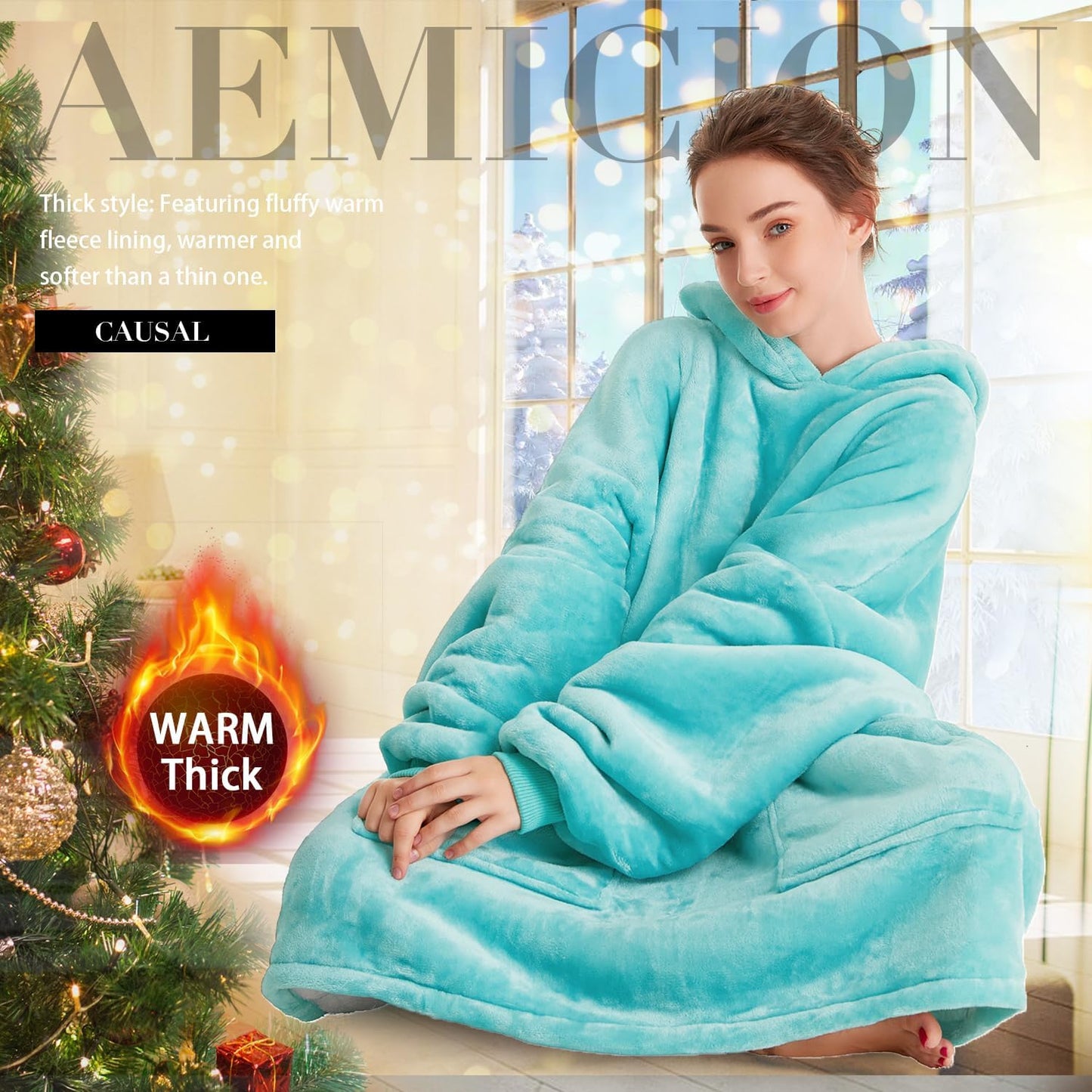 Aemicion Strawberry Blanket Hoodie,Oversized Sherpa Wearable Hooded Blanket,Warm Cozy Sweatshirt Gifts for Women Girls Adult