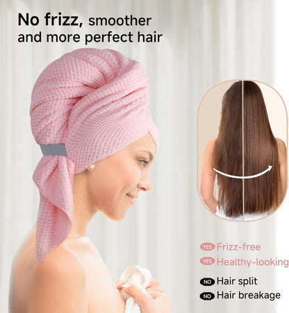 Large Hair Towel Wrap for Women, Quick-Dry Turban, Ultra Absorbent & Anti-Frizz, Ideal for Long, Thick & Curly Hair, Soft Lightweight Microfiber Drying Towel (24x42, Blue)