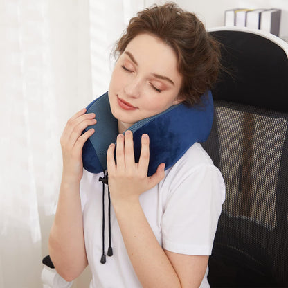 TALLGO Travel Pillow, Best Memory Foam Neck Pillow Head Support Soft Pillow for Sleeping Rest, Airplane Car & Home Use (Black)