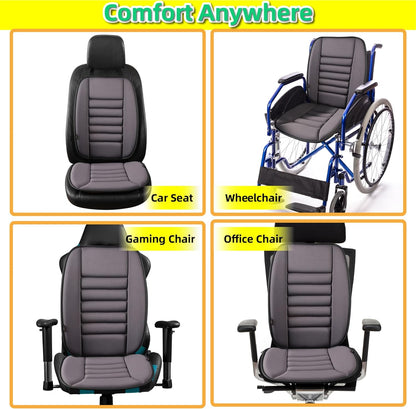 kingphenix Car Seat Cushion with Back Support Pillow: Enhanced Comfort Memory Foam Design for Pain Relief, Ideal for Drivers and Office Use - Ergonomic Lumbar Comfort for Long Sitting - Black