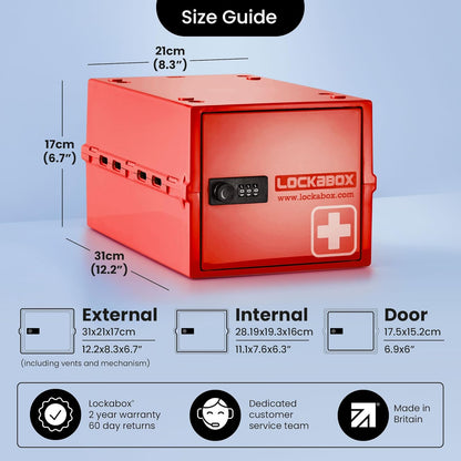 Lockabox One™ | Premium Lock Box | Medium Combination Lock Box For Food, Medicine & Home Safety | External Size 12 x 8 x 6.6 inches (Crystal)