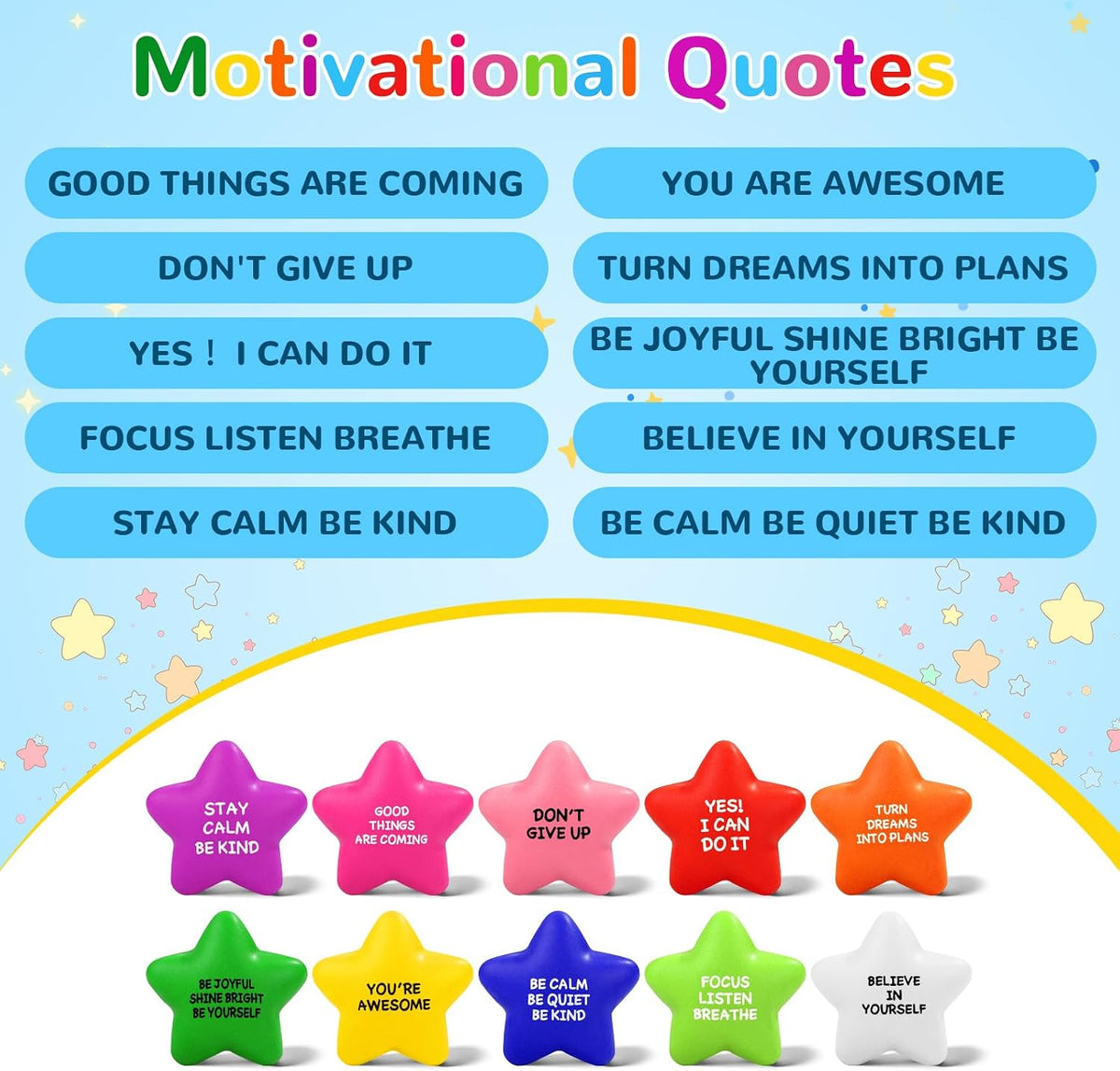 108 Pack Motivational Stress Balls Bulk for Adults & Kids Foam Stress Toys