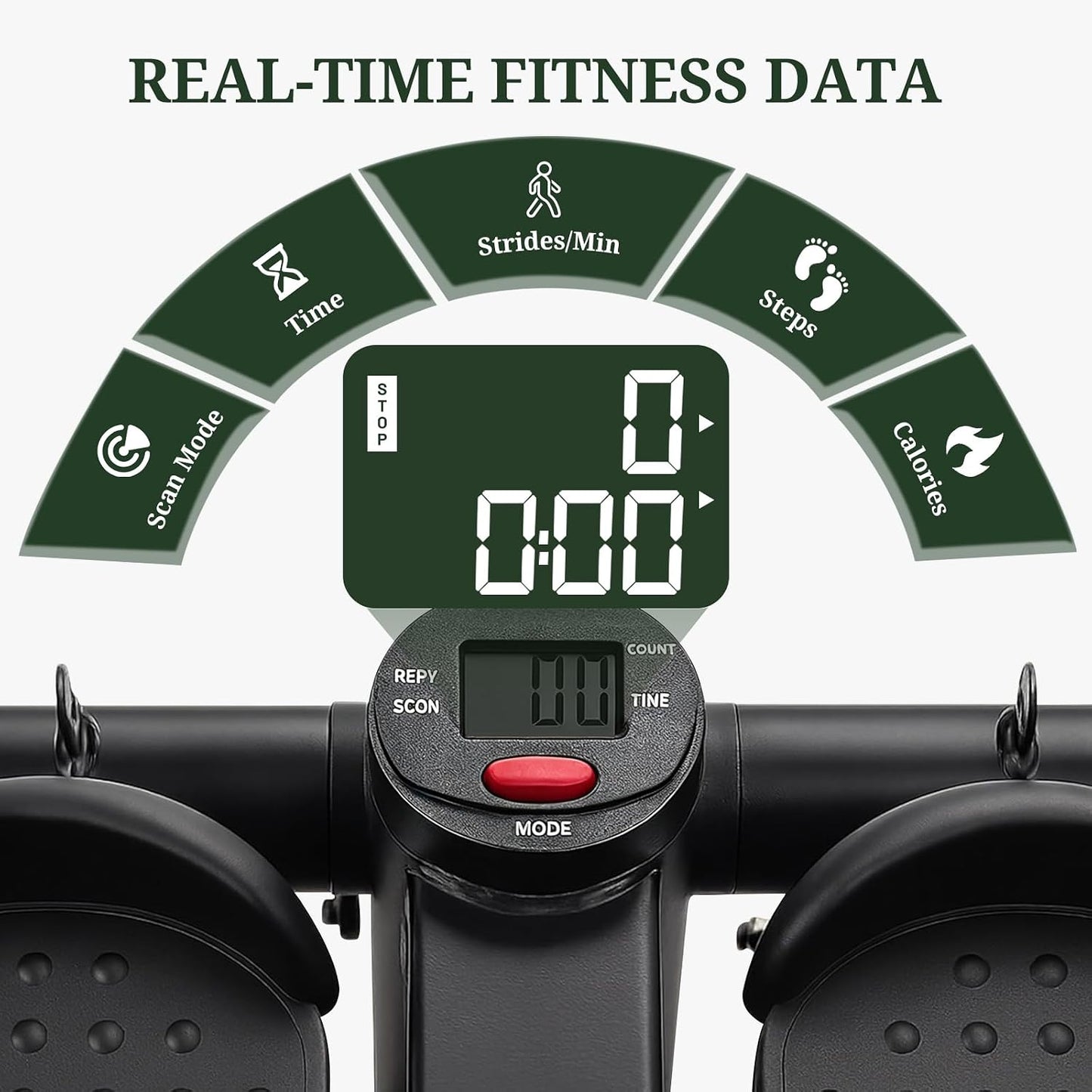Mini Stair Steppers with Resistance Bands for Exercise at Home, Portable Exercise Twist Stepper Machine for Full Body Workout, Hydraulic Fitness Stepper with LCD Monitor, Black
