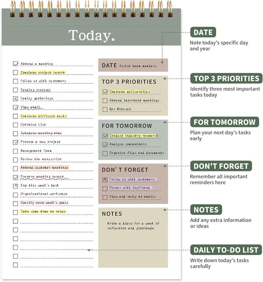 104 Pgs To Do List Notepad, 52 Undated Sheets Duplex-printed