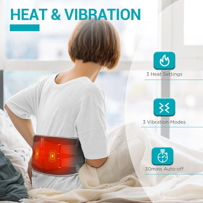 Comfytemp Cordless Heating Pad with Massager for Back, Birthday Gifts for Women Men, FSA Eligible HSA Portable Lower Back Massager Rechargeable Wireless Electric, Mom Dad Seniors 3 Heat 30mins Off