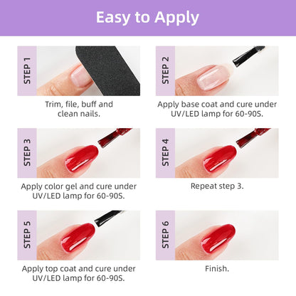 JODSONE Gel Nail Polish Kit 60 PCS with U V Light Soak off Base Top Coat 55 Shine Colors Gel Nail Kit Bright and Dark Brown Wine Red Series Manicure Set for Women and Girls