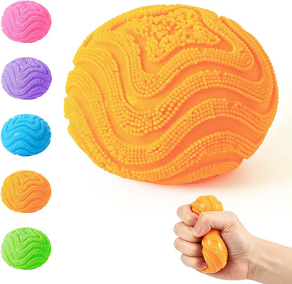 Fuzz Squishy Stress Ball, Soft Fidget Toy for Anxiety Relief, Sensory Squishy Ball (Purple)