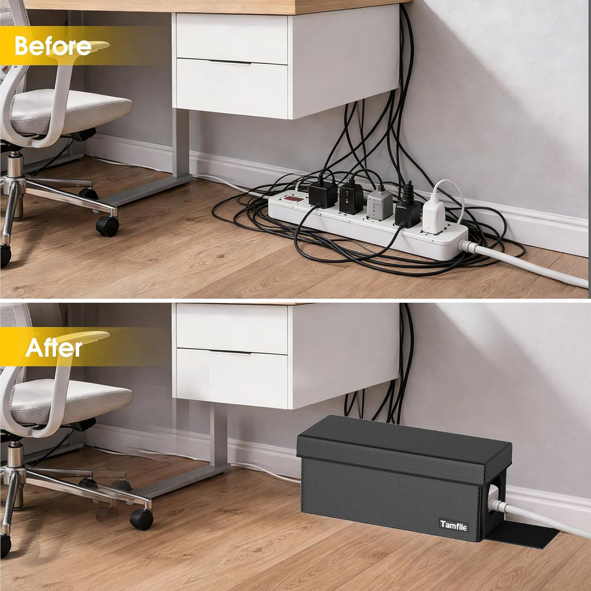 Tamfile Cable Management Box, Fireproof Foldable Cord Organizer and Cover