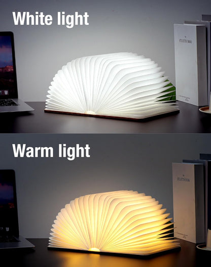 4.7 Inch Wooden Book Lamp, Book Lovers Gifts,Teacher Appreciation Gifts for Women, Folding Book Light, LED Ambient Lighting, Magnetic Mood Lighting for Home&Library Decor (Walnut)