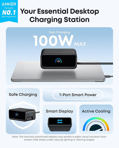 Anker Nano Charging Station, 100W 7-in-1 Power Strip, Retractable Charger