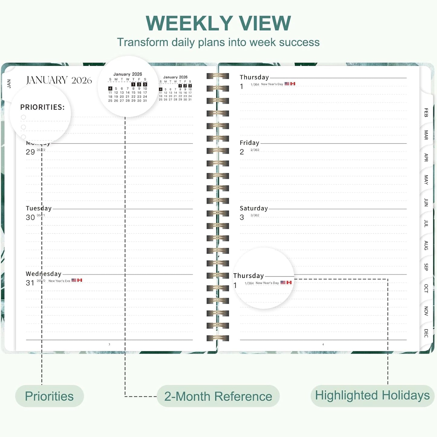 Weekly To Do List Notepad, 52 Sheets, Undated Weekly Planner, Letter Size | 8.5"x11", 100GSM, Thick Paper, Twin-Wire Spiral Bound, Tear Off Desk Pad, For Women & Man, Home School & Office Work