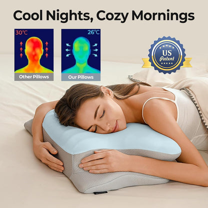 Ylekto Cervical Neck Pillow for Pain Relief - Contour Memory Foam Pillows for Sleeping, Ergonomic Pillow Side Sleeper Pillow for Neck Support, Bed Pillow for Side Back Stomach Sleepers(Grey)