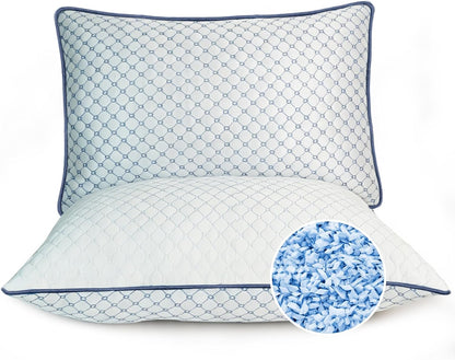 Adjustable Bed Pillows Queen Size Set of 2 for Sleeping, Soft and Supportive Bed Pillows with Memory Foam Filling for Side, Back and Stomach Sleepers, Neck Supportive-Queen Size, 2 Pack