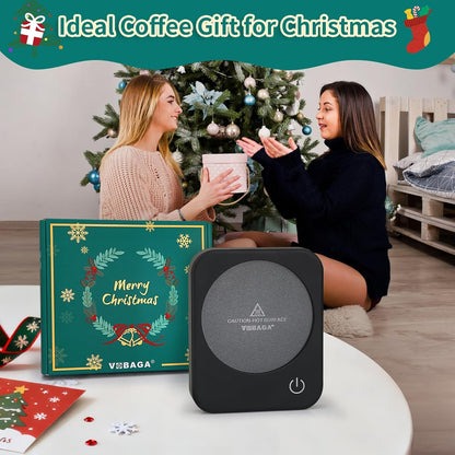 VOBAGA Coffee Mug Warmer for Desk with Auto Shut Off & 3-Temp Settings, Coffee Cup Warmer with Smart Safety Alert Home Office Accessory, Perfect for Coffee, Tea, Milk (Mug for Display)