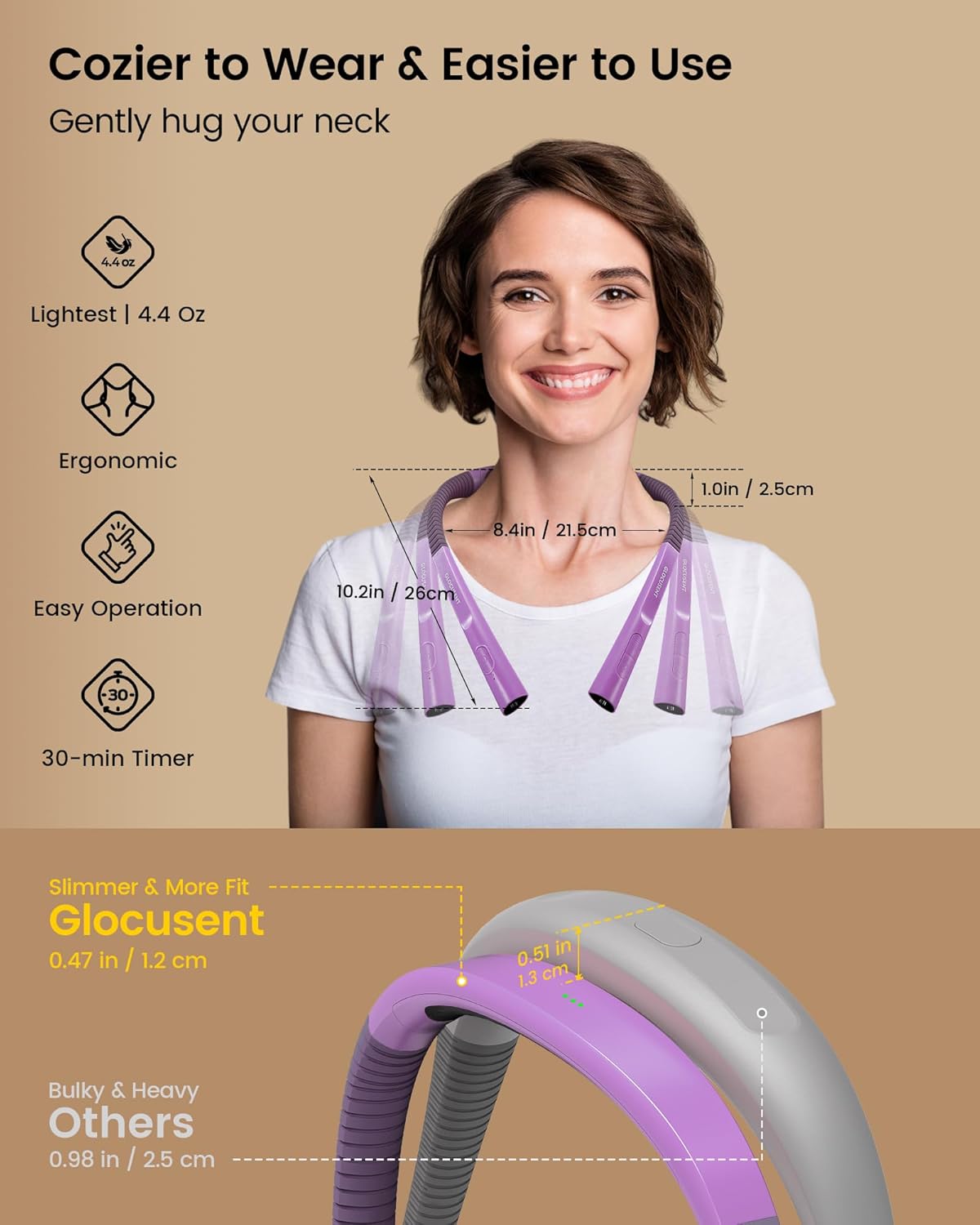 Glocusent Book Light, 3-Color & 6-Brightness Reading Light, Bendable Neck Light, 80-hr Lasting Rechargeable Book Light, Perfect Reading Lights for Books in Bed, Knitting, Repairing, Book Lovers Gifts