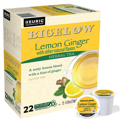 Bigelow Tea Lemon Ginger Herbal K-Cup Pods, 12 Count (Pack of 6)