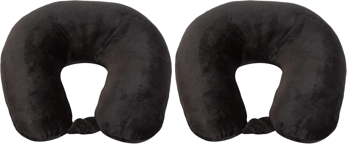 Wolf Essentials Adult Fleece Travel Neck Pillow for Airplane, Charcoal